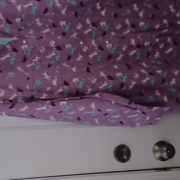 Pink K woman's night shirt long sleeves buttons 2 pockets size XL flannel purple - Picture 4 of 6